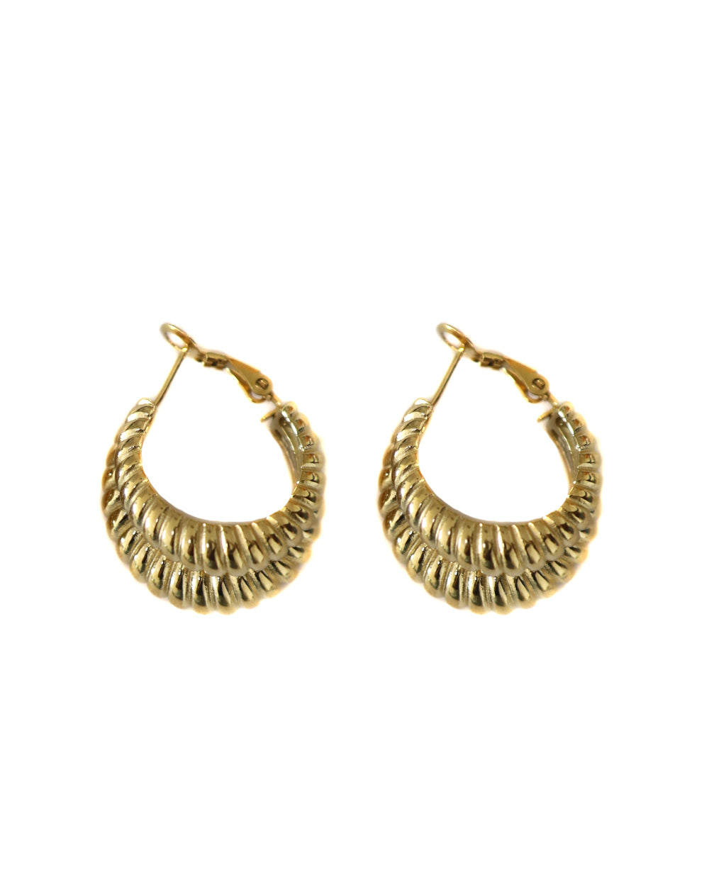 Pendientes aros dobles con rayas dorados (new)