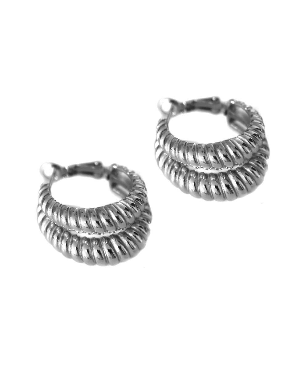 Pendientes aros dobles con rayas plata (new)